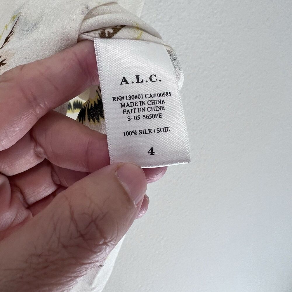 A.L.C. Silk Binx Floral Peplum Sleeveless Button Blouse Top Size 4 Career Spring - Picture 4 of 7